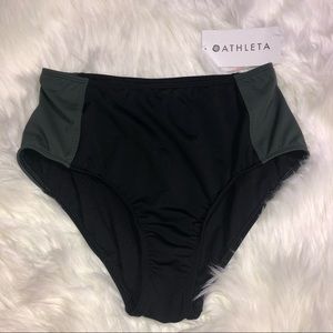 Athleta Black and Green High Waisted Bikini Bottom